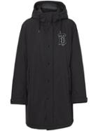 Burberry Monogram Motif Nylon Twill Hooded Coat - Black
