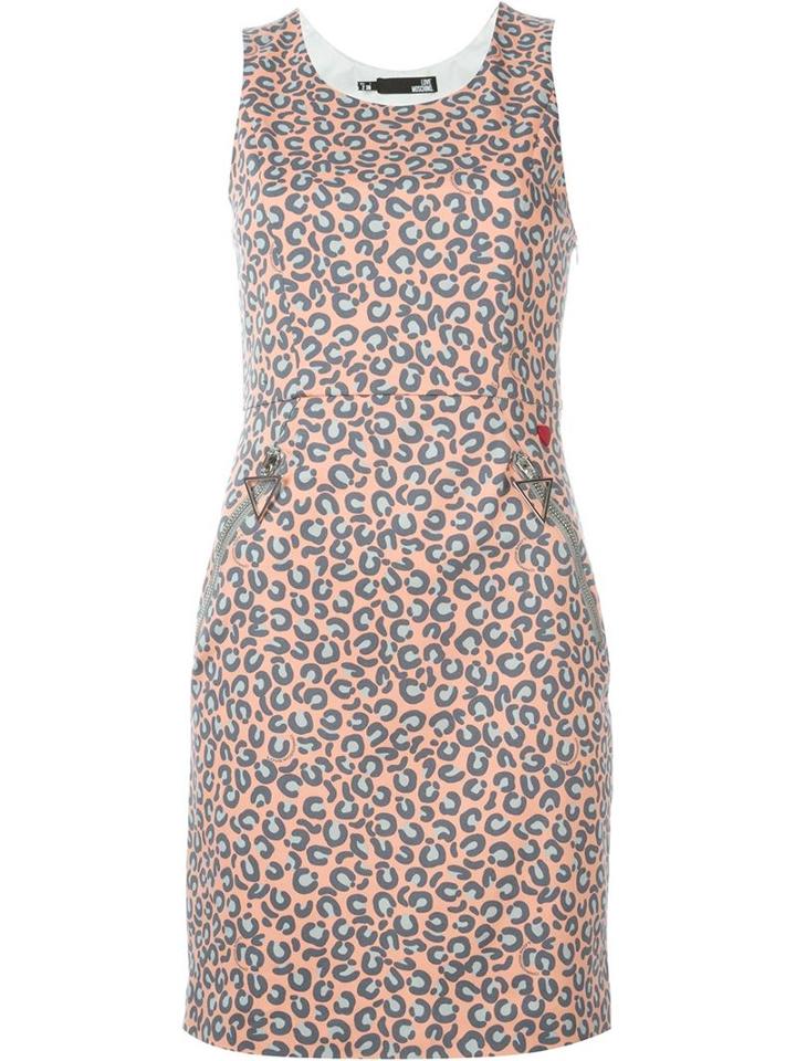 Love Moschino Printed Fitted Dress, Women's, Size: 40, Pink/purple, Cotton/spandex/elastane