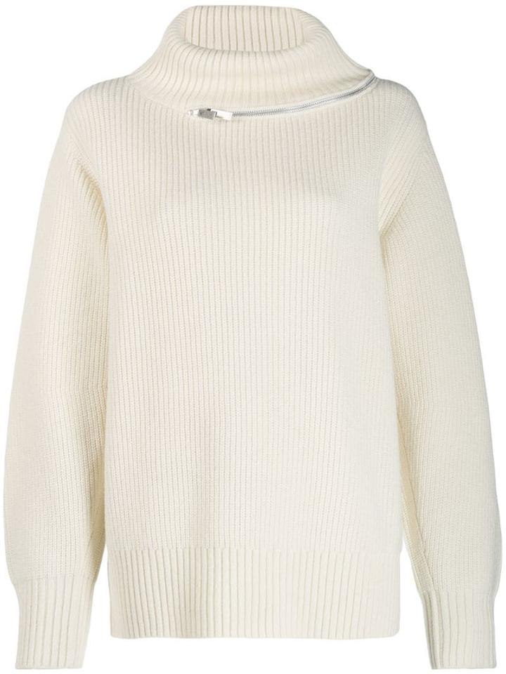 Sacai Zip Trim Roll Neck Jumper - White