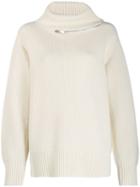 Sacai Zip Trim Roll Neck Jumper - White