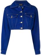 Versace Vintage Cropped Denim Jacket - Blue
