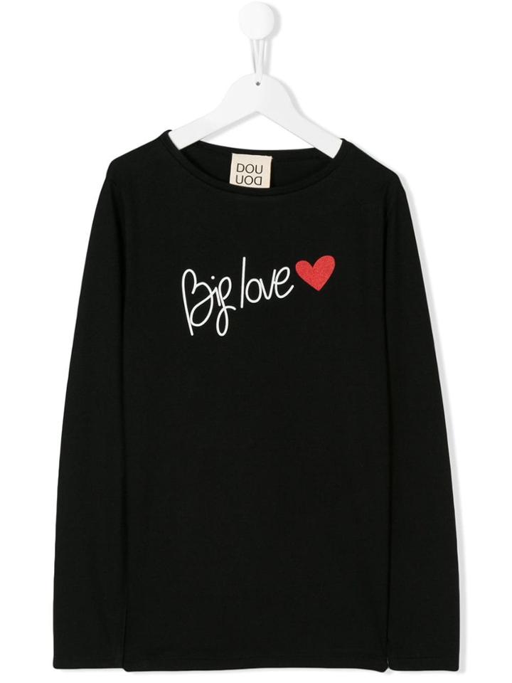 Douuod Kids Teen Big Love Print T-shirt - Black