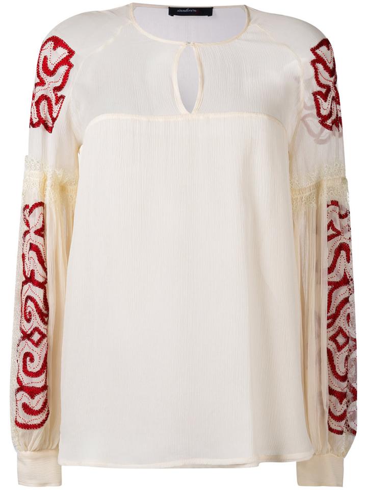 Wandering - Embroidered Blouse - Women - Silk/cotton/polyamide - 42, Nude/neutrals, Silk/cotton/polyamide