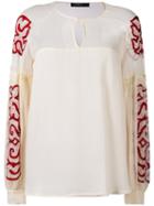 Wandering - Embroidered Blouse - Women - Silk/cotton/polyamide - 42, Nude/neutrals, Silk/cotton/polyamide