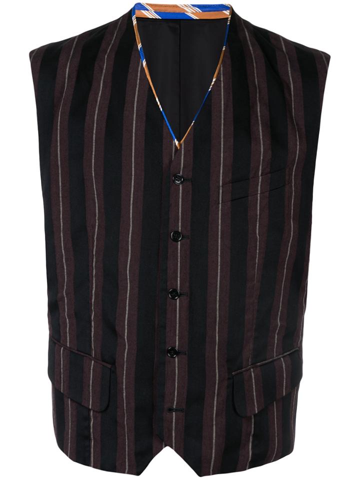 Comme Des Garçons Vintage Striped Buttoned Vest - Brown