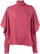 Marni - Draped Juliet Sleeve Blouse - Women - Silk/acetate - 42, Pink/purple, Silk/acetate