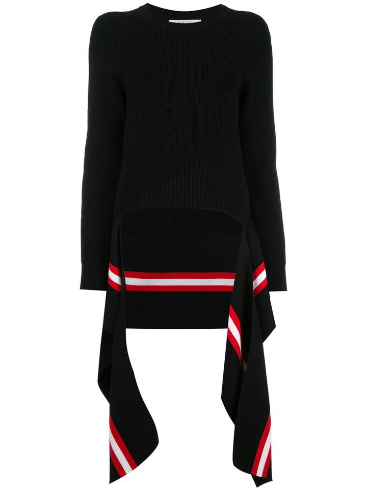 Givenchy Draped Hem Ribbed Jumper, Women's, Size: Small, Black, Cotton/polyamide/spandex/elastane
