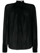 Carven Sheer Blouse With Ruffle - Black