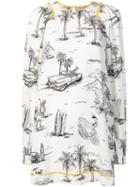 Nº21 Cuban Print Straight-cut Dress - White