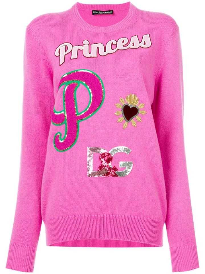 Dolce & Gabbana Princess Patch Jumper - Pink & Purple