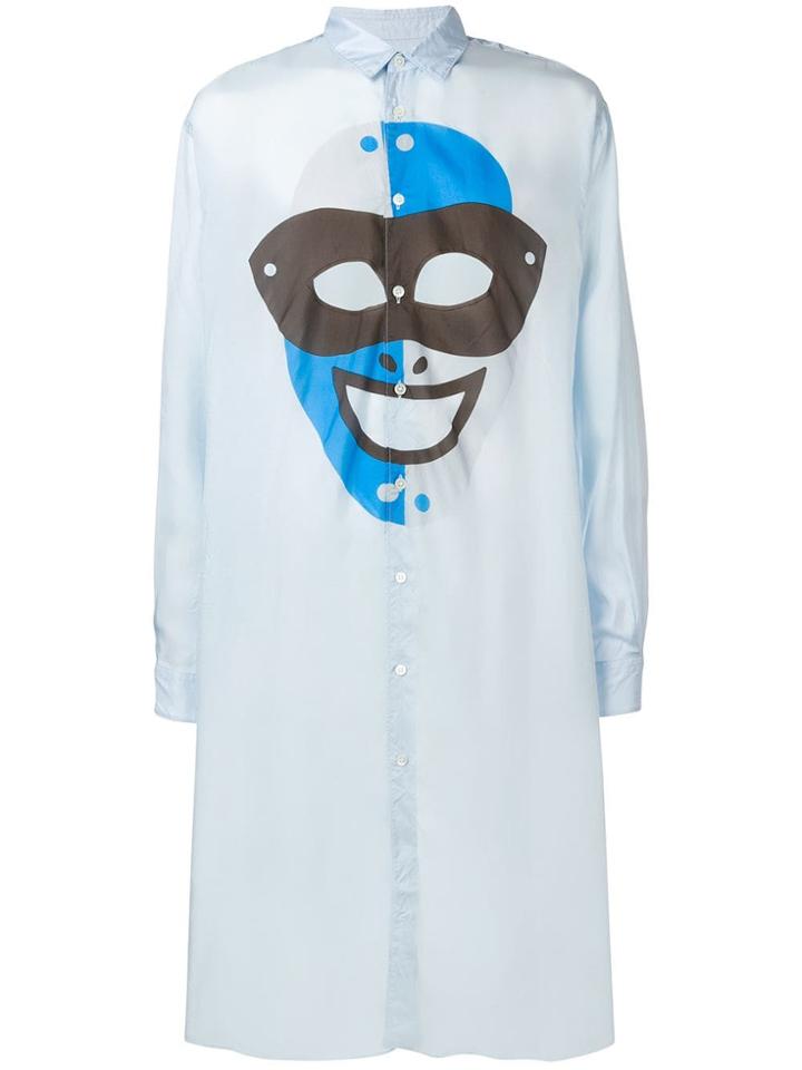 Comme Des Garçons Shirt Mask Print Long Shirt - Blue