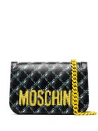 Moschino Blurred Logo Print Shoulder Bag - Black