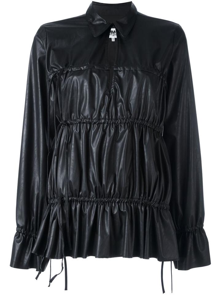 Mm6 Maison Margiela Drawstring Detail Blouse, Women's, Size: 44, Black, Polyester/polyurethane