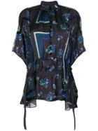 Sacai - Geometric And Floral Print Sheer Blouse - Women - Polyester - 4, Black, Polyester
