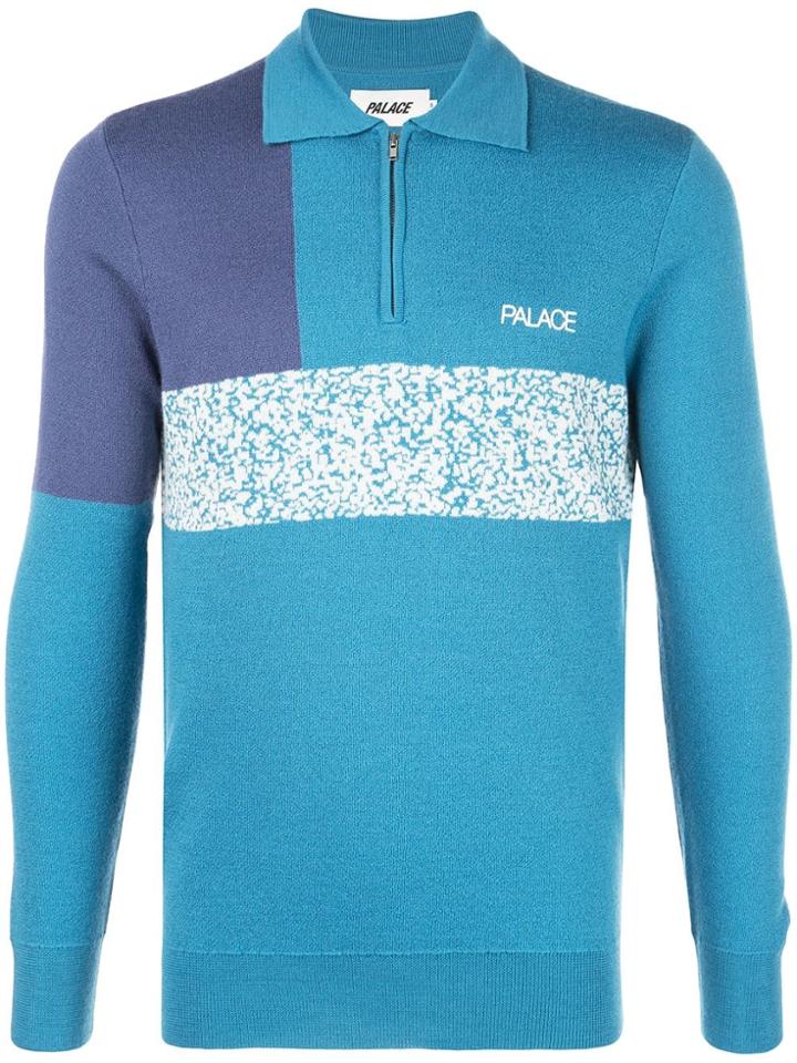 Palace Half Zipped Sweater - Blue