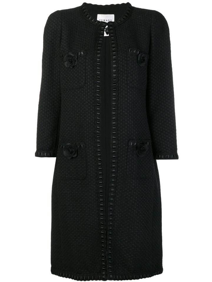 Edward Achour Paris Tweed Midi Coat - Black