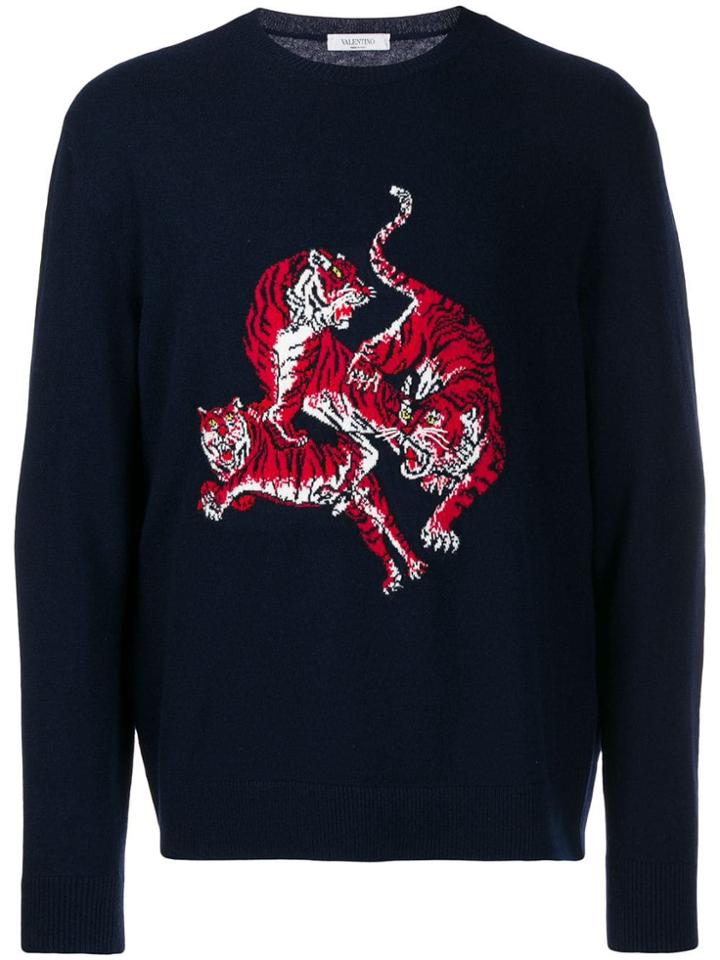 Valentino Tiger Motif Knit Jumper - Blue
