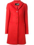 Love Moschino Heart Plaque Detail Coat, Women's, Size: 42, Red, Polyamide/viscose/wool