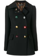 Dolce & Gabbana Decorative Buttoned Pea Coat - Black