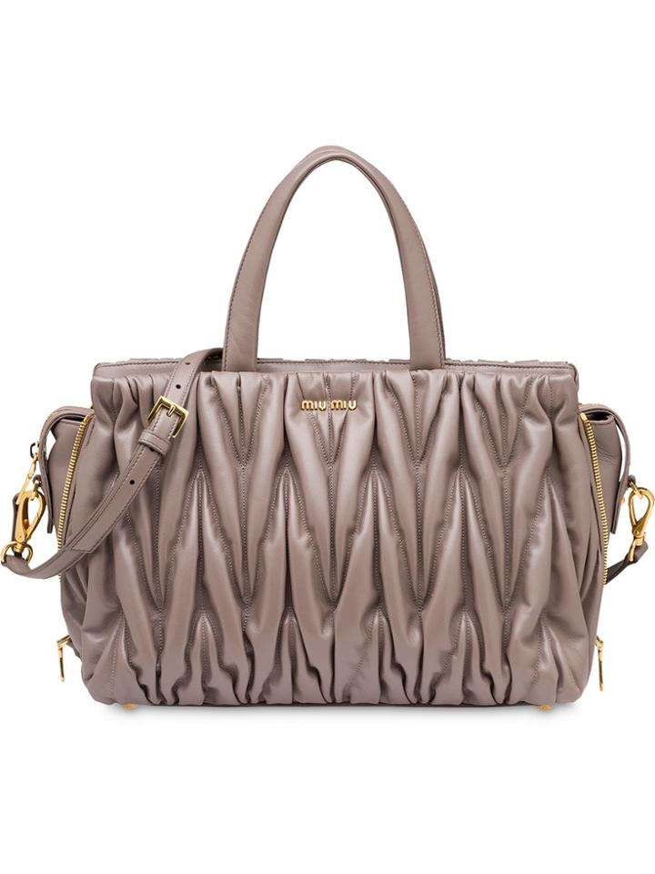 Miu Miu Avenue Travel Matelassé Bag - Grey