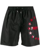 Philipp Plein Star Print Swim Shorts - Black