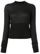 Rick Owens Longsleeved Fitted Panel T-shirt, Women's, Size: 42, Black, Silk