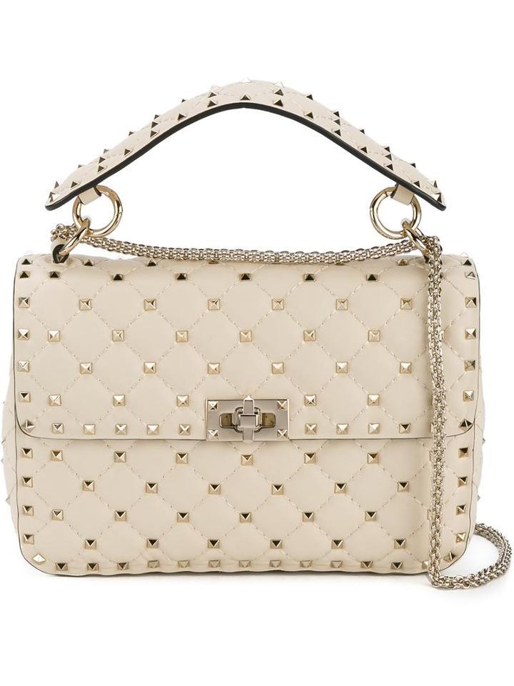 Valentino Valentino Garavani Spike Shoulder Bag, Women's, Nude/neutrals, Leather/metal