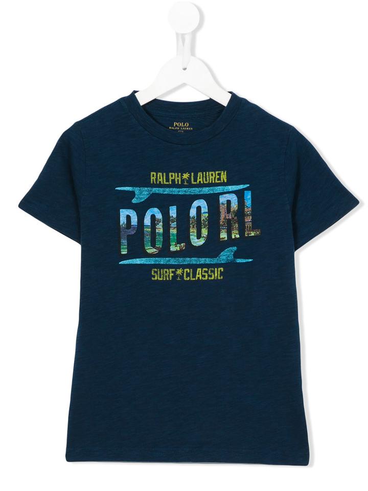 Ralph Lauren Kids Chest Print T-shirt, Boy's, Size: 6 Yrs, Blue