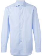 Canali Plaid Button Down Shirt, Men's, Size: 42, Blue, Cotton/linen/flax
