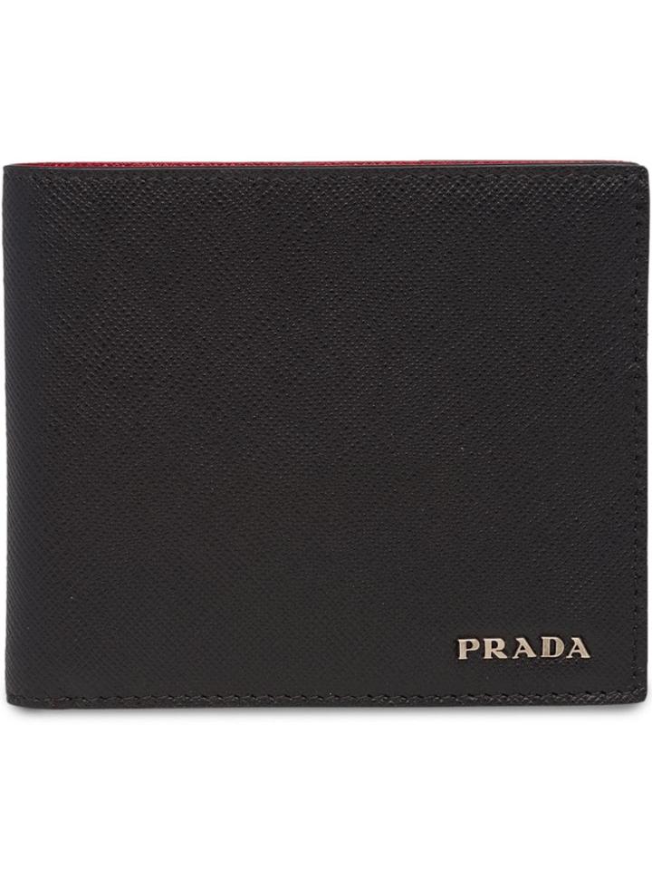 Prada Contrast Logo Bifold Wallet - Black