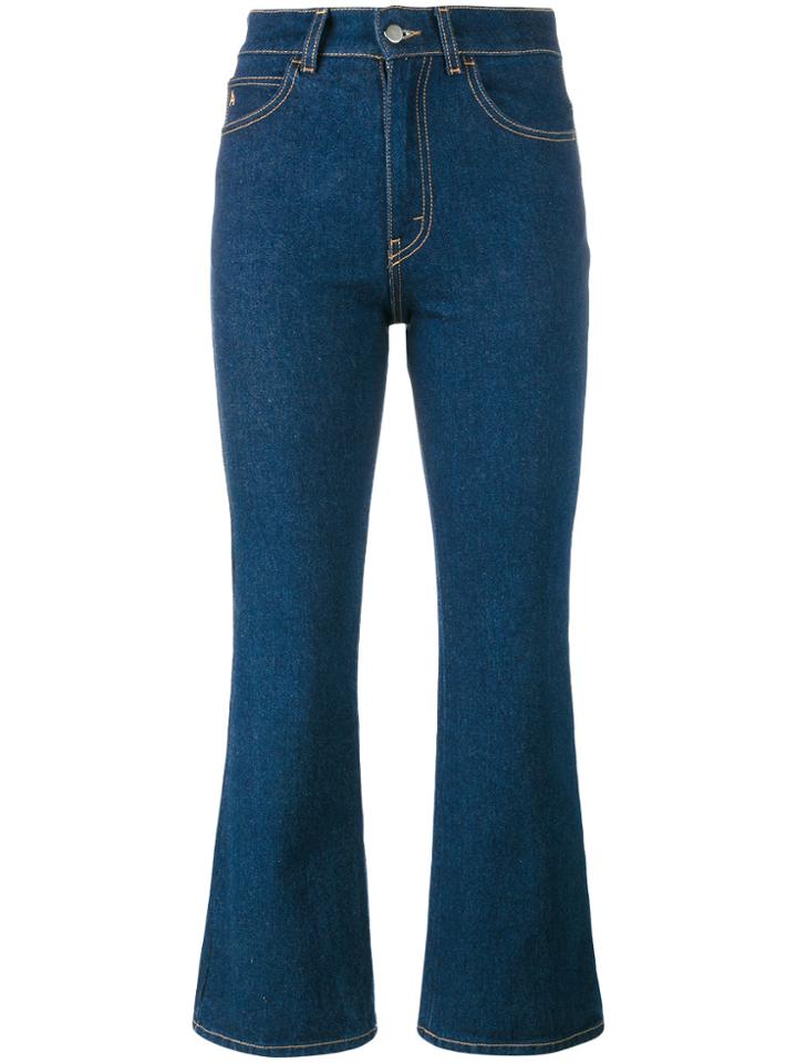 Attico Rosa Indigo High Waisted Kick Flare Jeans - Blue