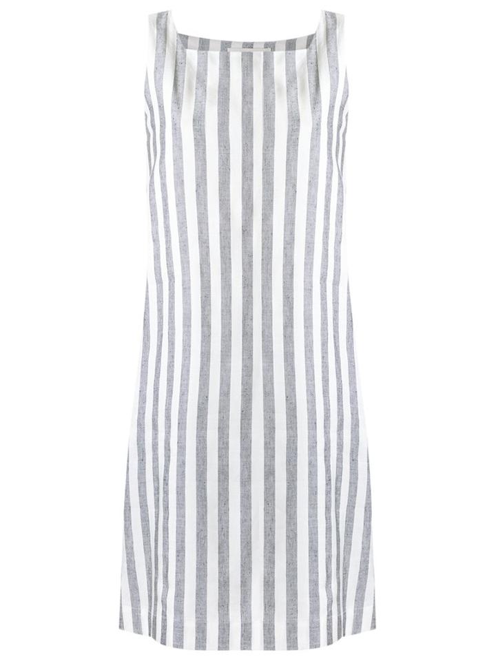 Egrey Striped Dress, Women's, Size: 40, Grey, Linen/flax/viscose