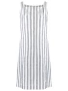 Egrey Striped Dress, Women's, Size: 40, Grey, Linen/flax/viscose