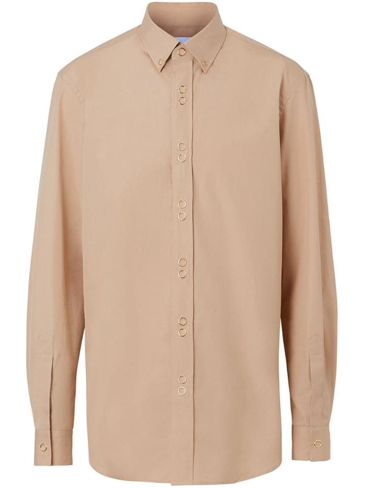 Burberry Classic Fit Double Press-stud Cotton Shirt - Neutrals