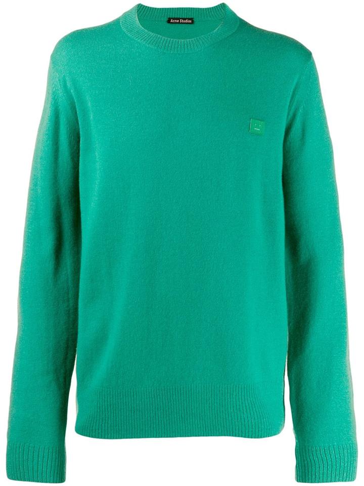 Acne Studios Face Patch Crew Neck Sweater - Green