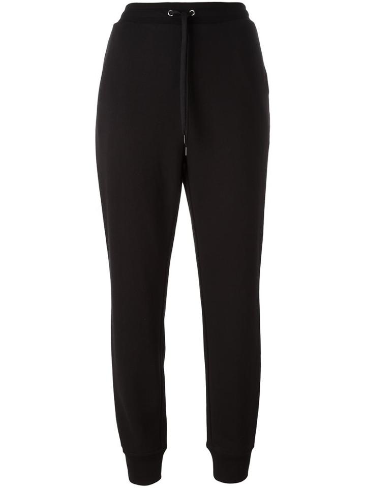 T By Alexander Wang Gathered Ankle Track Pants, Women's, Size: Medium, Black, Cotton/polyester/modal