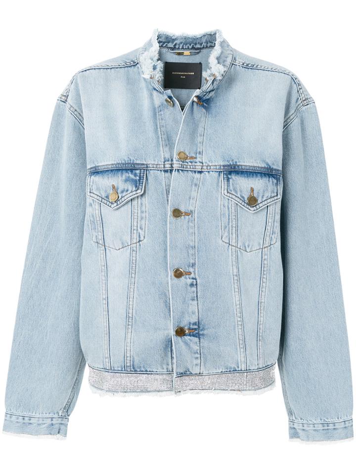 Alexandre Vauthier Crystal Embellished Hem Denim Jacket - Blue