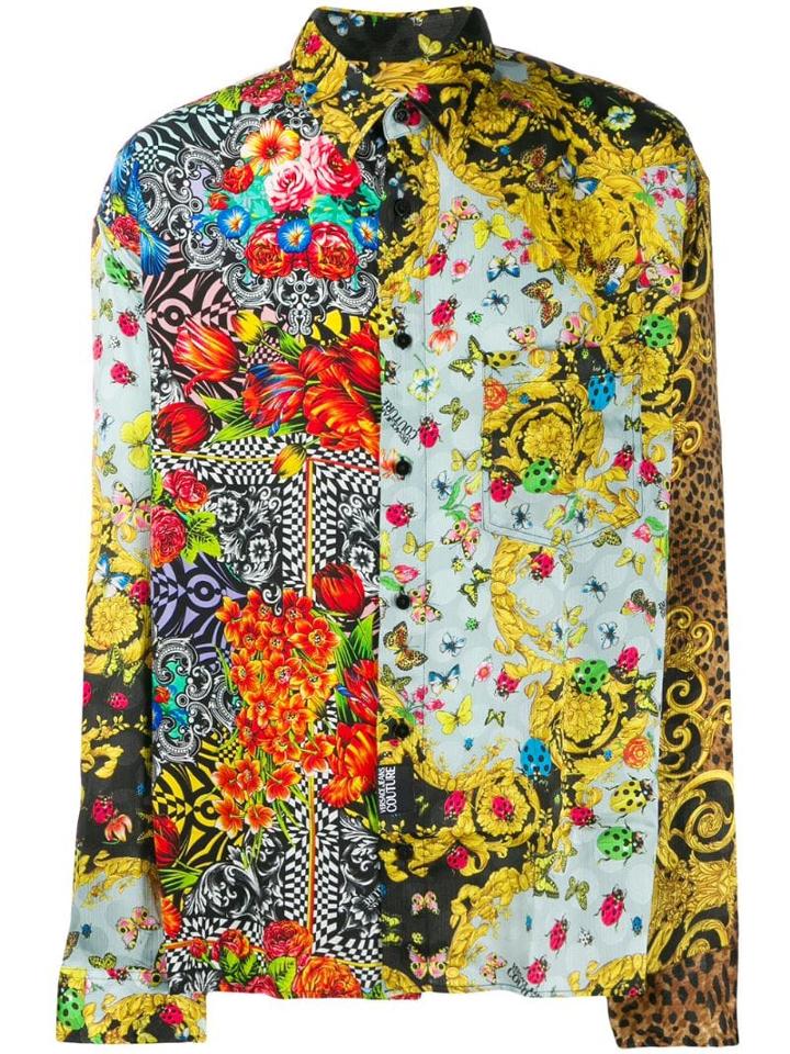 Versace Jeans Couture Floral Patch-work Shirt - Yellow