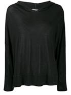 Fine Edge Fine Knit Hooded Sweater - Black