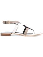 Sergio Rossi Woven Thong Sandals - White