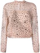 Red Valentino - Stars Print Semi-sheer Blouse - Women - Silk/spandex/elastane - 38, Pink/purple, Silk/spandex/elastane