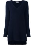 P.a.r.o.s.h. Ribbed V Neck Jumper, Women's, Size: Xs, Blue, Cashmere/wool