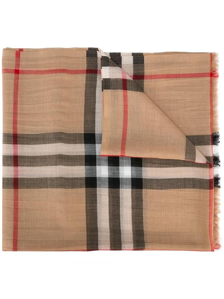Burberry House Check Scarf, Women's, Nude/neutrals, Wool/silk
