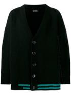 Raf Simons Contrast Stripe Cardigan, Men's, Size: Small, Black, Virgin Wool