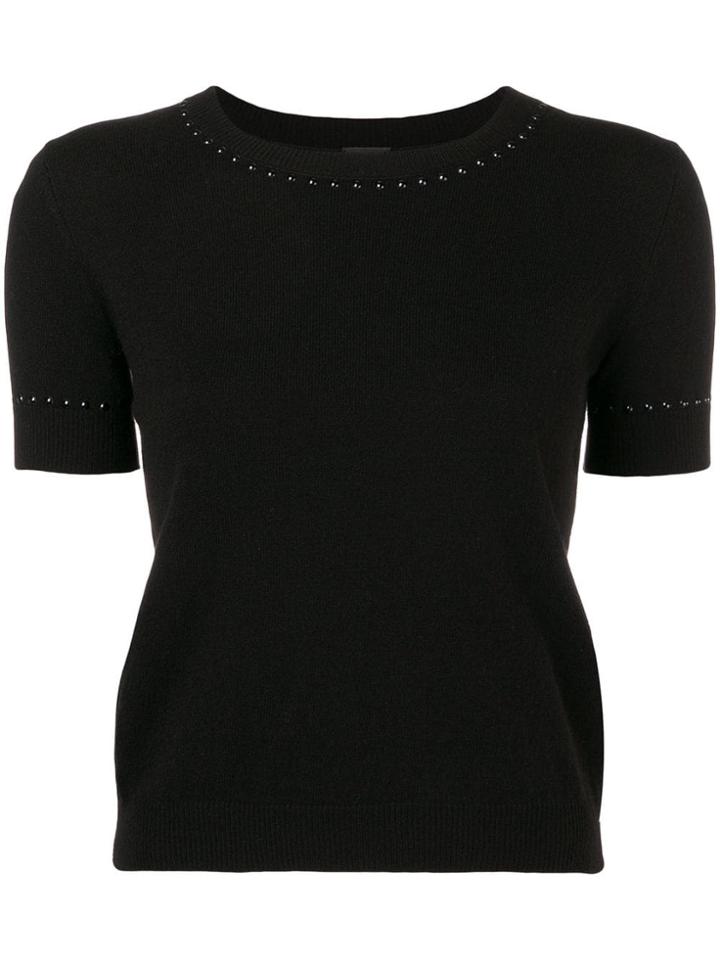 Pinko Studded Trim Knitted Top - Black
