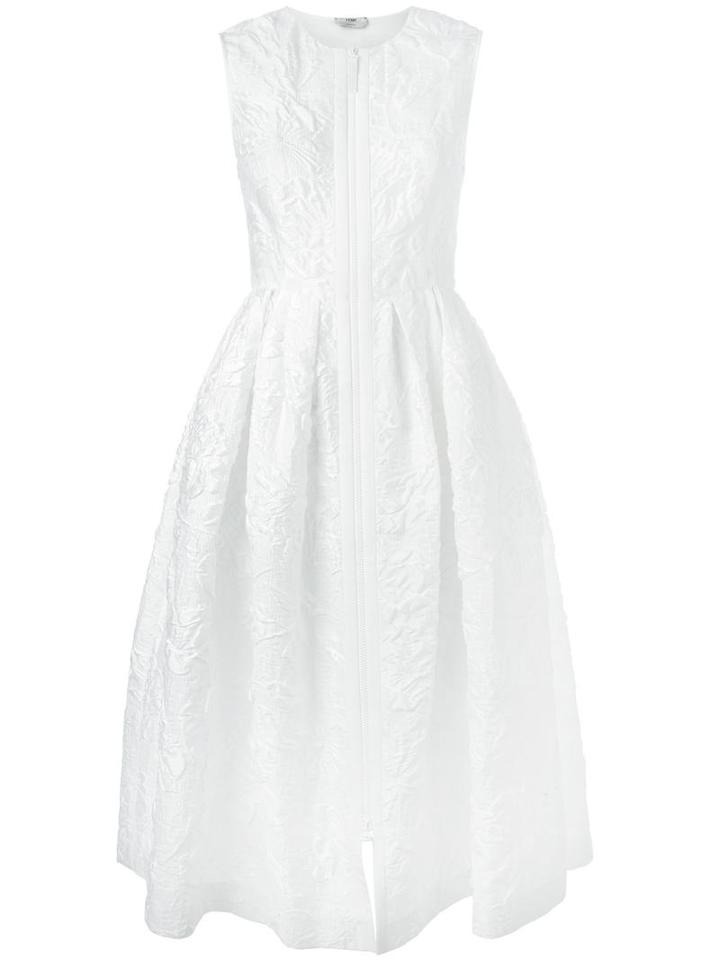 Fendi Floral Cloqué Dress, Women's, Size: 40, White, Cotton/silk/polyamide