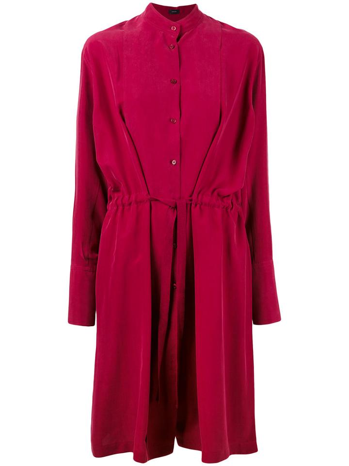 Joseph - Belted Shirt Dress - Women - Silk/cotton - 42, Red, Silk/cotton