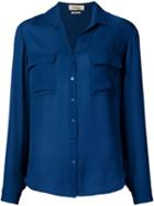 L'agence Chest Pockets Shirt, Women's, Size: Xs, Blue, Silk