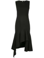 Goen.j Open Back Asymmetric Ruffled Jersey Dress - Black