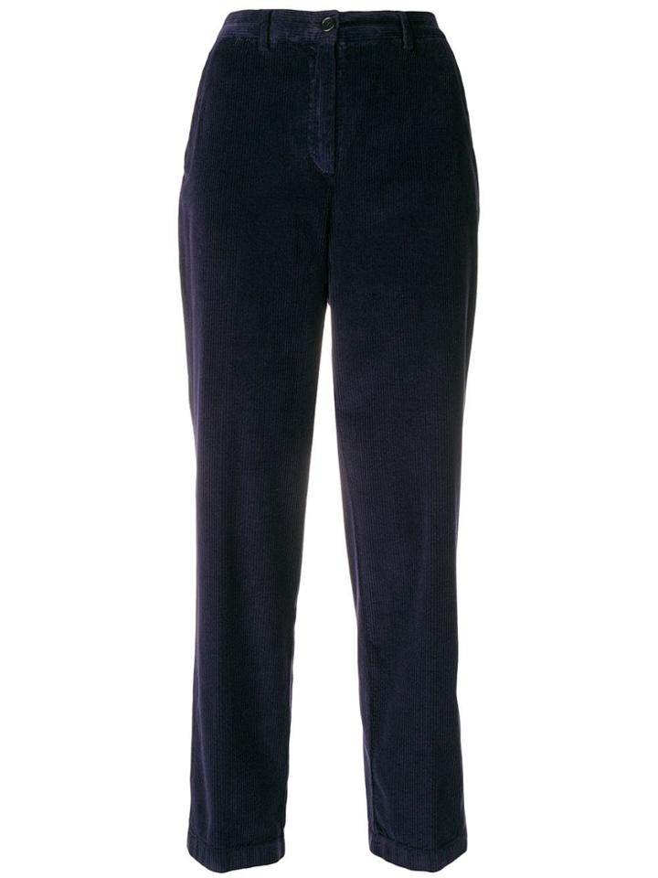 Aspesi Corduroy Cropped Trousers - Blue